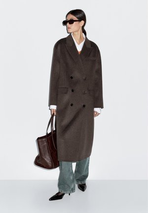 Massimo Dutti LONG - Klassisk kappa / rock - dark brown