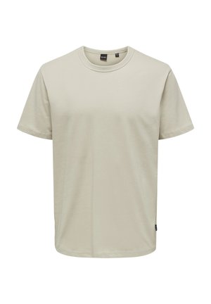 RUNDHALS KURZARM - T-Shirt basic - beige