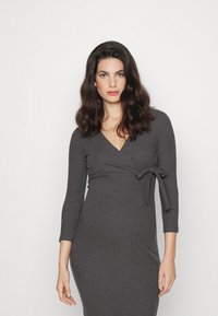 Anna Field MAMA WRAPPED DRESS SLEEVES - Vestido de malha - dark grey