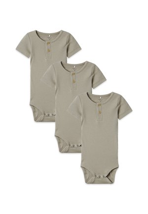 Name it, BODY 3ER-SET HENLEY AUSSCHNITT DRUCKKNOPF BEQUEM KURZARM - Body - hellgrau