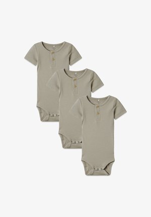 Name it, BODY 3ER-SET HENLEY AUSSCHNITT DRUCKKNOPF BEQUEM KURZARM - Body - hellgrau