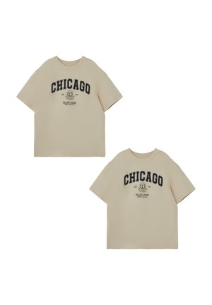 2ER-SET KURZARM - Print T-shirt - beige