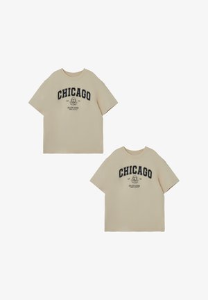 Name it, 2ER-SET KURZARM - Print T-shirt - beige