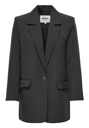 Czarny blezer na jeden guzik z klapami wciętymi, dwie kieszenie z patkami, jedna kieszeń na piersi, długie rękawy oraz metka marki "ONLY" wewnątrz kołnierza.