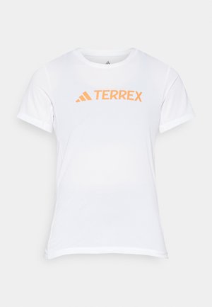 Biela športová košeľa s krátkymi rukávmi so svetlooranžovým logom "TERREX". Vyrobená z ľahkej, priedušnej tkaniny s hladkou štruktúrou.