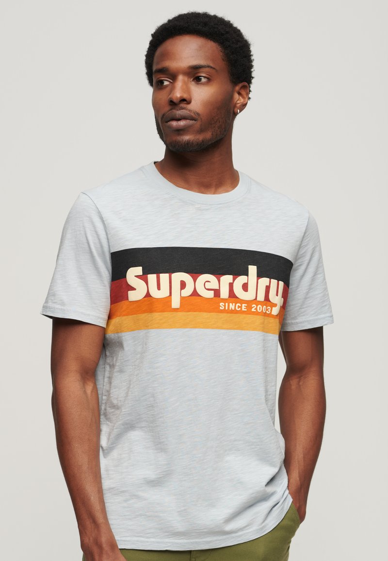 Superdry & Co CALI STRIPED - Camiseta estampada - sea salt blue slub
