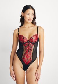 Ann Summers - THE HERO NON PADDED  - Body - black/red Pienoiskuva 1