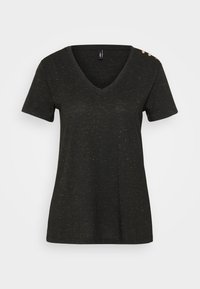 ONLBEA V NECK GLITTER  - T-shirts print - black/light gold-coloured