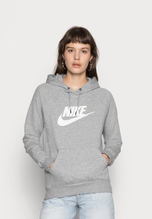 Nike Sportswear, W NSW ESSNTL HOODIE PO HBR - Jersey con capucha - dark grey heather/white