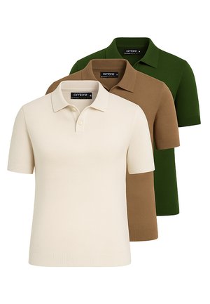 SET OF 3 POSS-0117 - Poloshirt - off white camel green