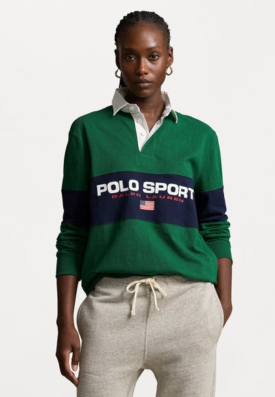 Polo Ralph Lauren LONG SLEEVE RUGBY UNISEX - Polo krekls - tennis green/cruise navy