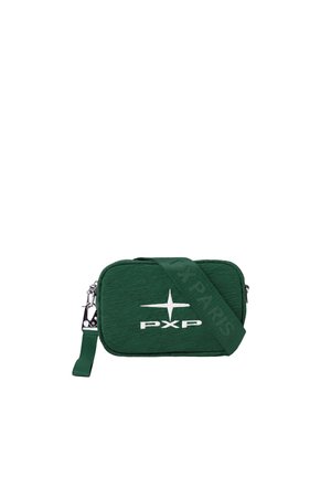 Sac bandoulière rectangulaire vert foncé avec logo étoile blanche et lettres PXP, doté d'une large sangle réglable et d'une fermeture éclair argentée.