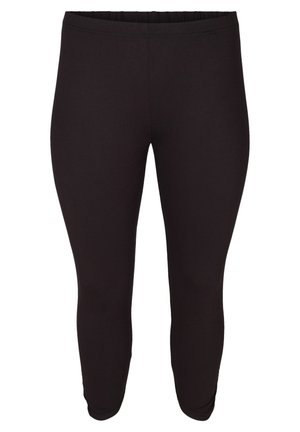 Collant neri realizzati in un materiale elasticizzato, con una vita elastica e un design aderente, dalla texture liscia e senza decorazioni.