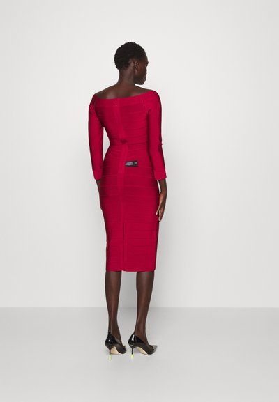 Hervé Léger ICON SCOOP NECK MIDI DRESS - Egyenes szabású ruha - wine