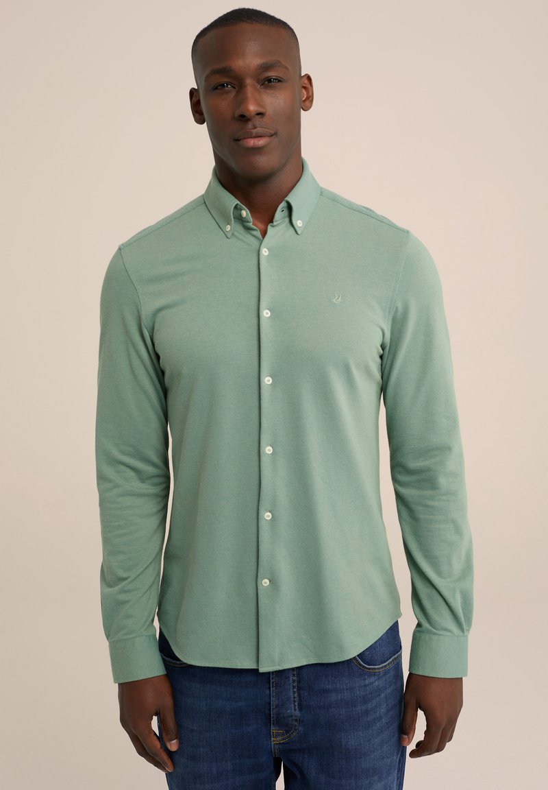 WE Fashion - THE KNITTED SHIRT - Overhemd - green, Vergroten