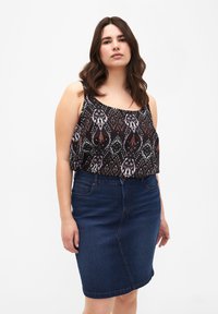 Zizzi - FLASH - ENG ANLIEGENDER - Denimová sukňa - dark blue denim Miniatúrny obrázok 1