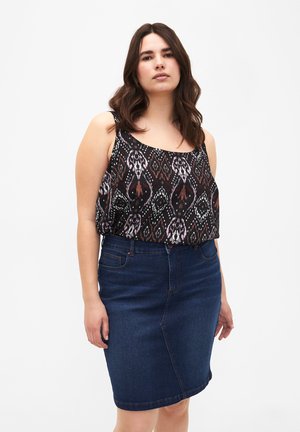 FLASH - ENG ANLIEGENDER - Denim skirt - dark blue denim