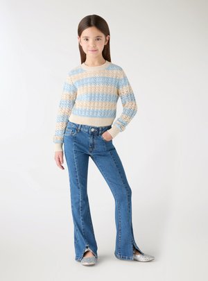 Terranova, TRAFORATA A RIGHE CON PAILLETTES - Maglione - celeste