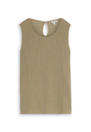 TOM TAILOR, TOM TAILOR T-SHIRT CRINKLE TOP MIT SEITENSCHLITZEN - Pluus - olive white structure
