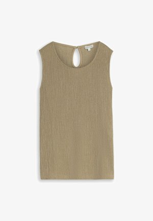 TOM TAILOR, TOM TAILOR T-SHIRT CRINKLE TOP MIT SEITENSCHLITZEN - Blouse - olive white structure