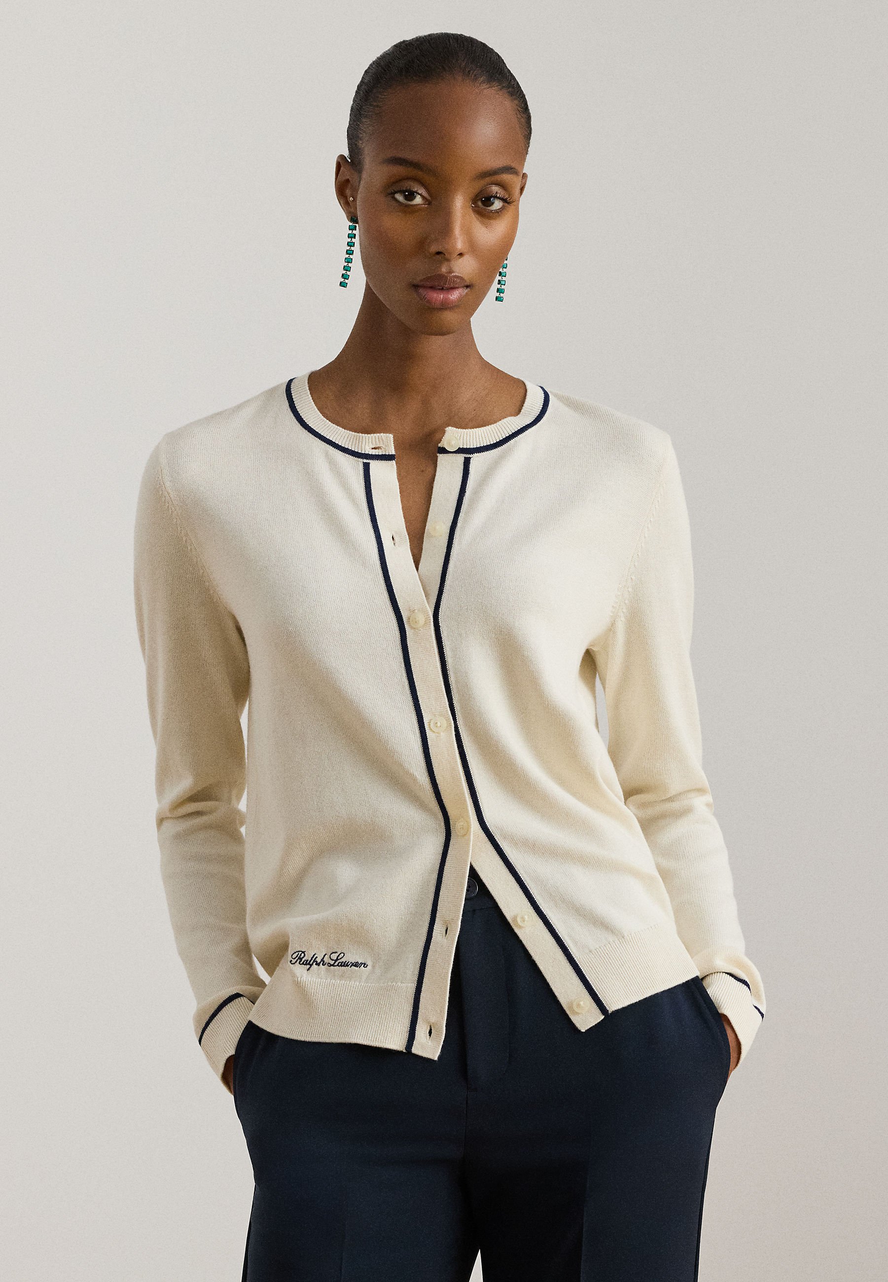 Lauren Ralph Lauren TWO-TONE COTTON-MODAL CARDIGAN - Cardigan