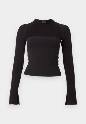 Gina Tricot, SQUARE NECK - Topper langermet - black