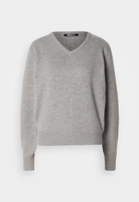 V NECK SWEATER - Camisola - mid grey melange