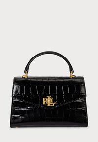 CROCODILE-EMBOSSED SMALL FARRAH SATCHEL - Borsa a mano - black