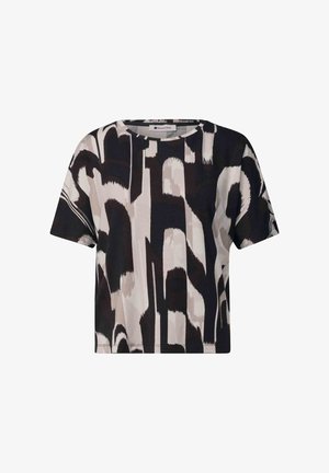Street One, SHORT-SLEEVE SHIRT WITH ROUND NECK AND PRINT - T-shirts print - espresso brown