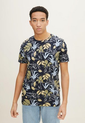 T-shirt con stampa - navy airy leaves print