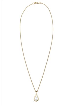 HALSKETTE GESCHWUNGEN SÜSSWASSERPERLE 375 GELBGOLD - Halskette - gold coloured
