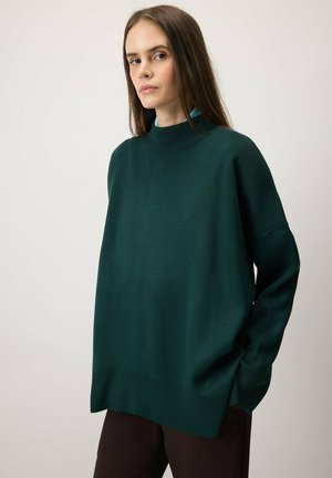 Touché Privé, STAND-UP COLLAR BASIC KNIT SWEATER - Pullover - khaki