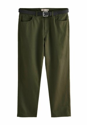 REGULAR FIT - SMART BRUSHED  WITH BELT - Kelnės - green