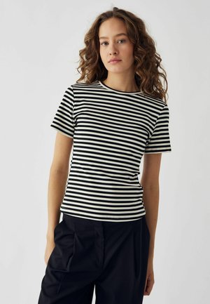 LIZZY - Trükipildiga T-särk - ivory/black stripe