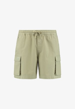 Kaki cargo shorts dengan pinggang elastis, penutupan tali, dua saku samping, dan dua saku cargo samping. Terbuat dari kain ringan.