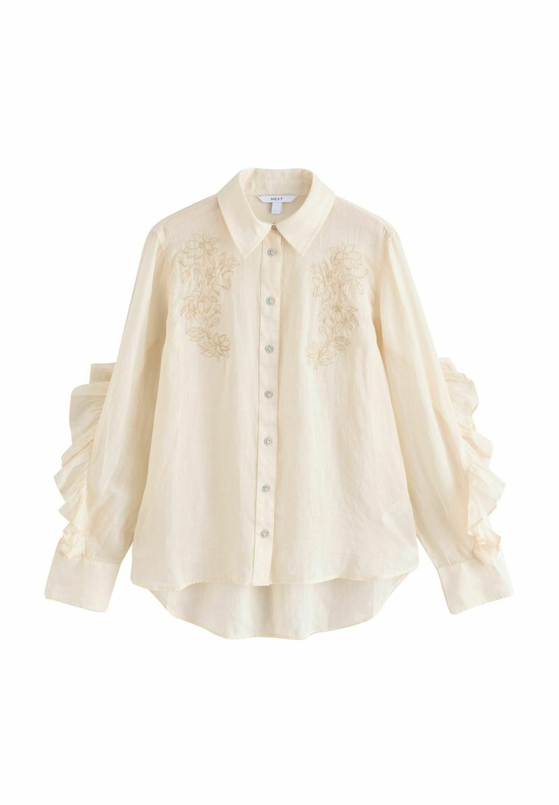 Next - REGULAR FIT - RUFFLE DETAIL EMBROIDERED - Užsagstoma palaidinė - neutral, Padidinti