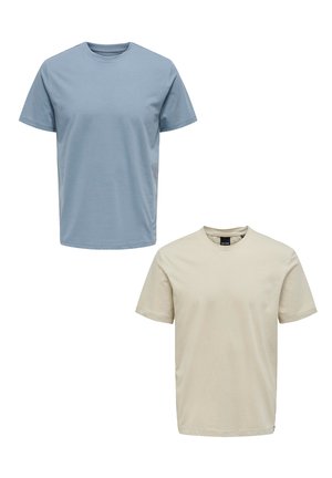 2ER-PACK RUNDHALS KURZARM - T-Shirt basic - blau braun