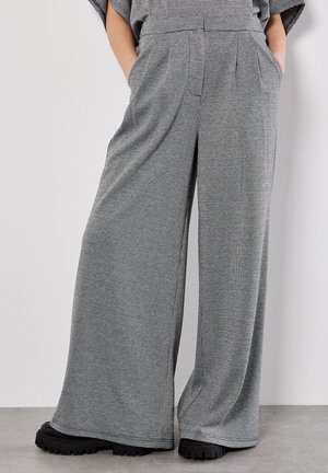 WIDE LEG DOGTOOTH - Pantaloni - black