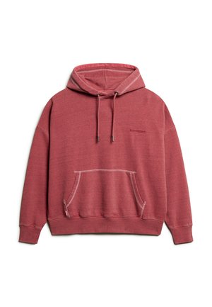 Rode hoodie gemaakt van een katoenmix, met een voorzak, verstelbare trekkoordcapuchon en contrasterende stikseldetails.