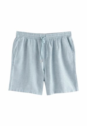Lichtblauwe lounge shorts met een elastische tailleband, een verstelbare trekkoord en zijzakken. Gemaakt van een gestructureerde, ademende stof.