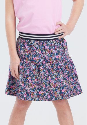 IMKE FLORAL - A-line skirt - blauw/roze/geel/print