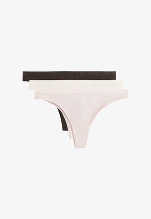 Trih kosov v tangicah v rjavi, svetlo bež in mehko rožnati barvi. Narejeni so iz gladkega, raztegljivega materiala s pasom z logotipom.