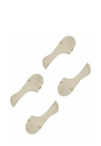 Beige Knöchelsocken mit glatter Textur, verstärktem Fersen- und Zehenbereich. Das dezente Muster ist auf der Außenseite jeder Socke vorhanden.