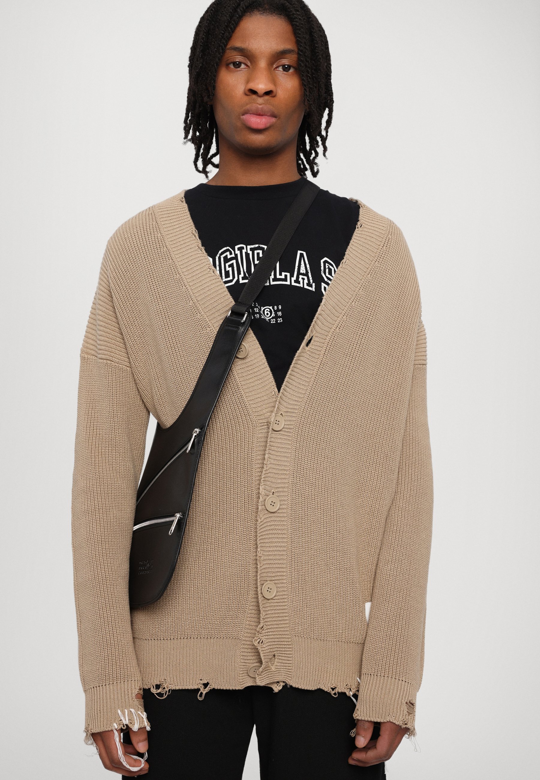 ジャケット MM6 MAISON MARGIELA Ivory Cotton Blend Cardigan Distressed edging logo cardigan | MM6 Maison Margiela | Shop