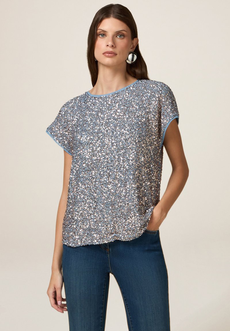 Oltre PAILLETTES - Bluse - azzurro
