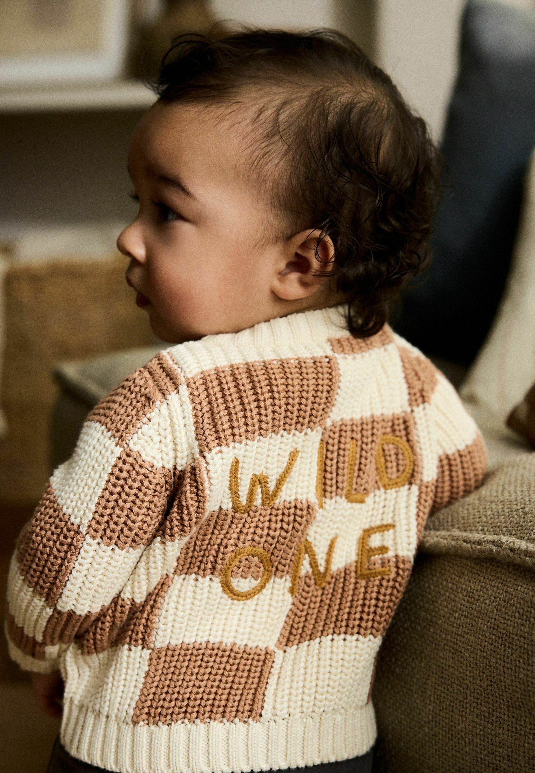 Andequal checked pattern knit ベージュ checked pattern knit – andequal