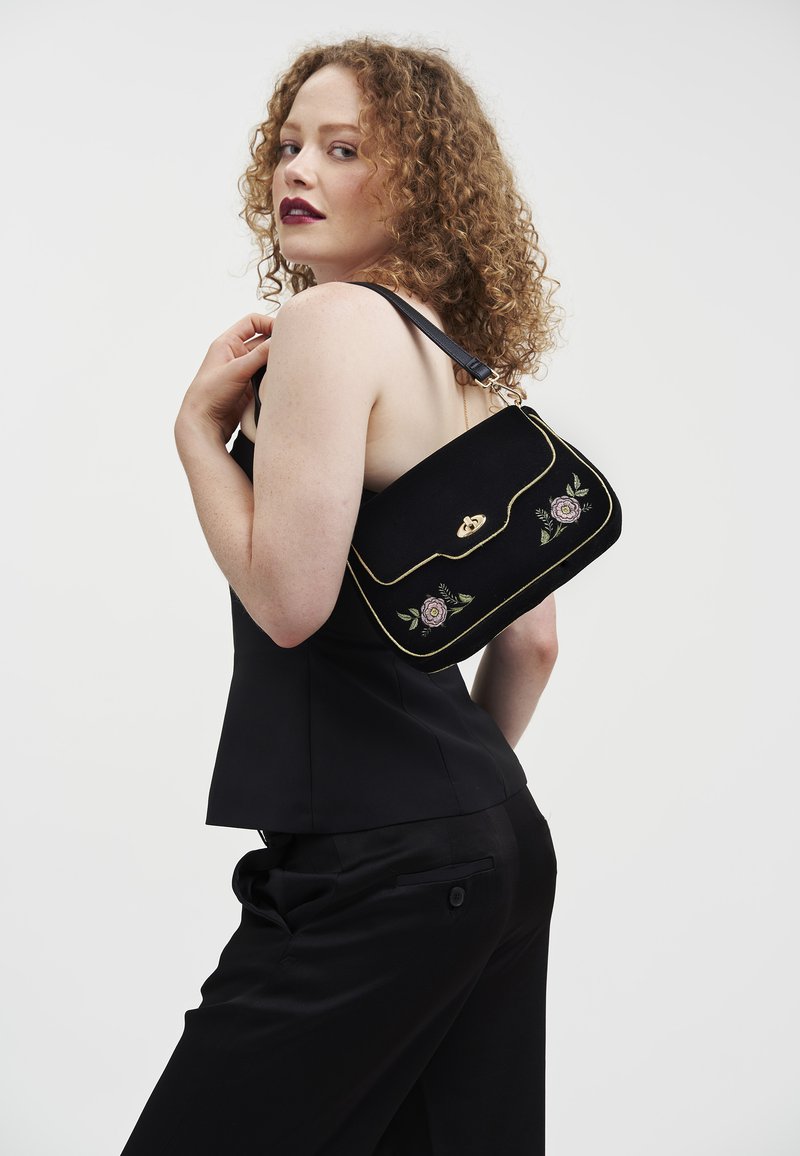 FABLE ENGLAND ROSE EMBROIDERED - Torbica - black