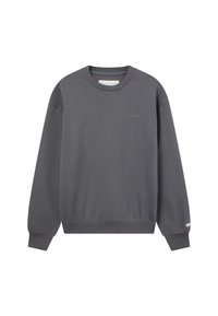 Grijze sweatshirt van een katoenmix, met een ronde hals, ribgebreide manchetten en een klein logo op de borst. Soepele textuur.
