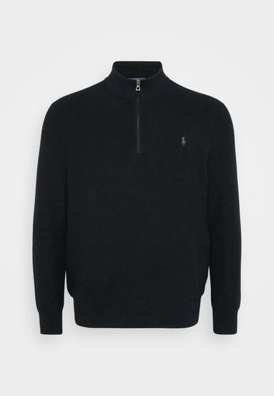 Polo Ralph Lauren Big & Tall MESH-KNIT COTTON QUARTER-ZIP JUMPER - Džemperis - black
