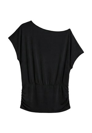 PULL&BEAR, GATHERED ASYMMETRIC - TOP - T-Shirt print - black